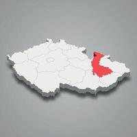 Olomouc region location within Czech Republic 3d map vector