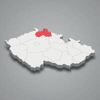 Liberec region location within Czech Republic 3d map vector