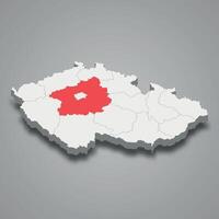 Central Bohemia region location within Czech Republic 3d map vector