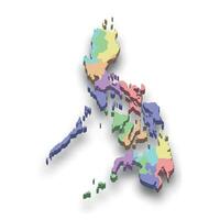 3d isometric colored map of Philippines vector