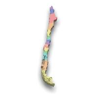 3d isometric colored map of Chile vector