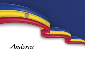 Waving ribbon with flag of Andorra vector