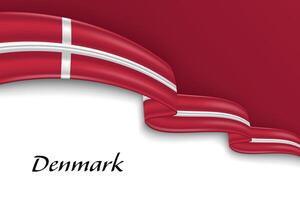 Waving ribbon with flag of Denmark vector