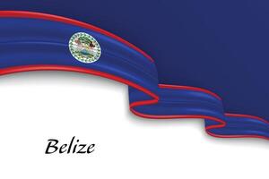 Waving ribbon with flag of Belize vector