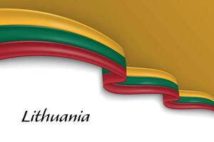 Waving ribbon with flag of Lithuania vector