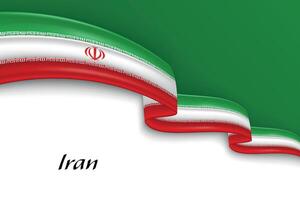 Waving ribbon with flag of Iran vector