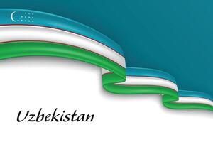 Waving ribbon with flag of Uzbekistan vector