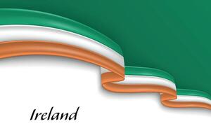 Waving ribbon with flag of Ireland vector