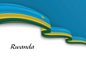 Waving ribbon with flag of Rwanda vector