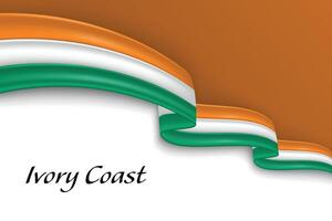 Waving ribbon with flag of Ivory Coast vector