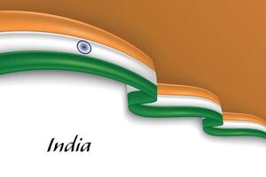 Waving ribbon with flag of India vector
