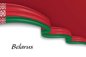 Waving ribbon with flag of Belarus vector