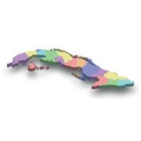 3d isometric colored map of Cuba vector