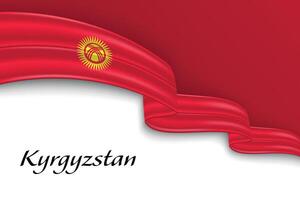 Waving ribbon with flag of Kyrgyzstan vector