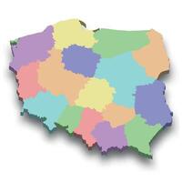 3d isometric colored map of Poland vector