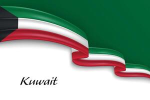 Waving ribbon with flag of Kuwait vector