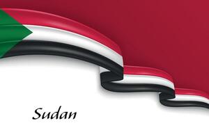 Waving ribbon with flag of Sudan vector