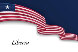 Waving ribbon with flag of Liberia vector