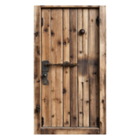 Weathered Wooden Close Door Isolated on a Transparent Background - Ideal for Creating Rustic-Themed Banners, Posts, or Covers png