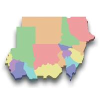 3d isometric colored map of Sudan vector