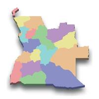 3d isometric colored map of Angola vector
