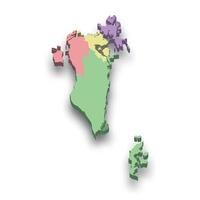 3d isometric colored map of Bahrain vector