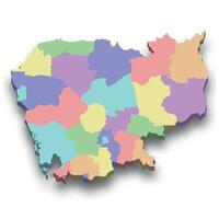 3d isometric colored map of Cambodia vector