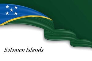 Waving ribbon with flag of Solomon Islands vector