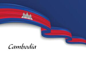 Waving ribbon with flag of Cambodia vector