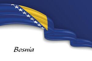 Waving ribbon with flag of Bosnia vector