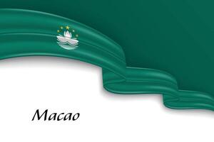 Waving ribbon with flag of Macao vector