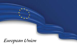 Waving ribbon with flag of European Union vector