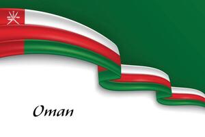 Waving ribbon with flag of Oman vector