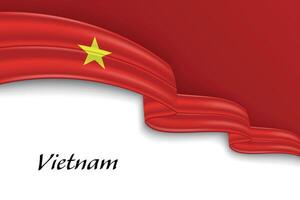 Waving ribbon with flag of Vietnam vector