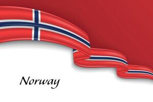 Waving ribbon with flag of Norway vector
