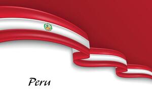 Waving ribbon with flag of Peru vector