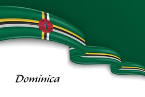 Waving ribbon with flag of Dominica vector