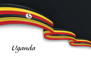 Waving ribbon with flag of Uganda vector