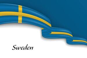 Waving ribbon with flag of Sweden vector