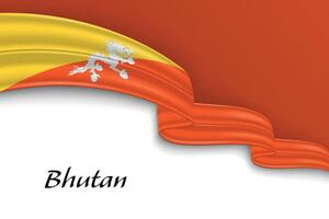 Waving ribbon with flag of Bhutan vector