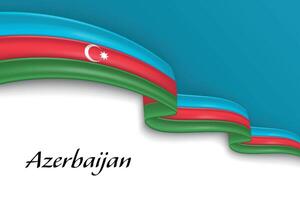 Waving ribbon with flag of Azerbaijan vector