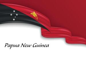 Waving ribbon with flag of Papua New Guinea vector