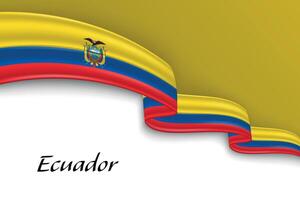 Waving ribbon with flag of Ecuador vector