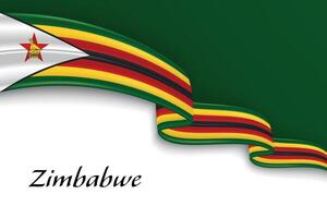 Waving ribbon with flag of Zimbabwe vector