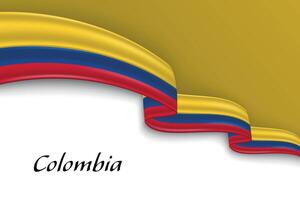 Waving ribbon with flag of Colombia vector