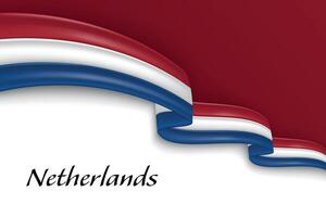 Waving ribbon with flag of Netherlands vector
