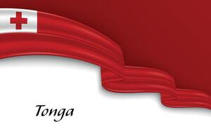 Waving ribbon with flag of Tonga vector