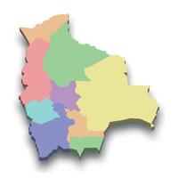 3d isometric colored map of Bolivia vector