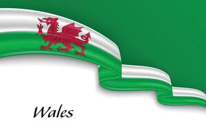 Waving ribbon with flag of Wales vector