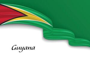 Waving ribbon with flag of Guyana vector
